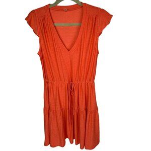 Beyond Yoga Featherweight Mini Dress Ruffle Cinch Waist Coral Pink Sz. S